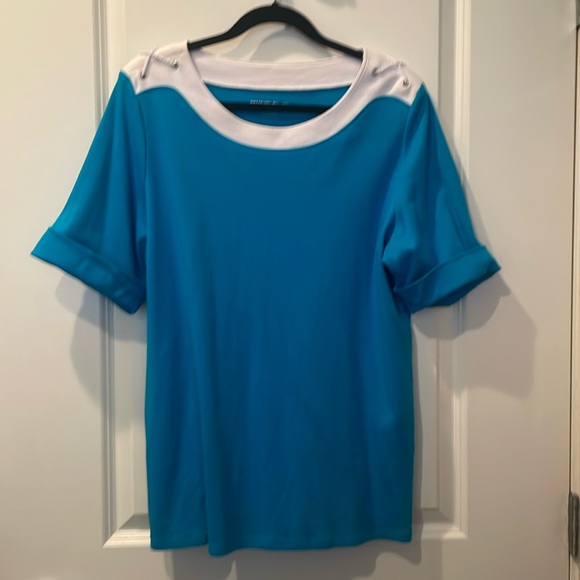 Allison Daley blue short sleeve shirt. - Picture 1 of 5